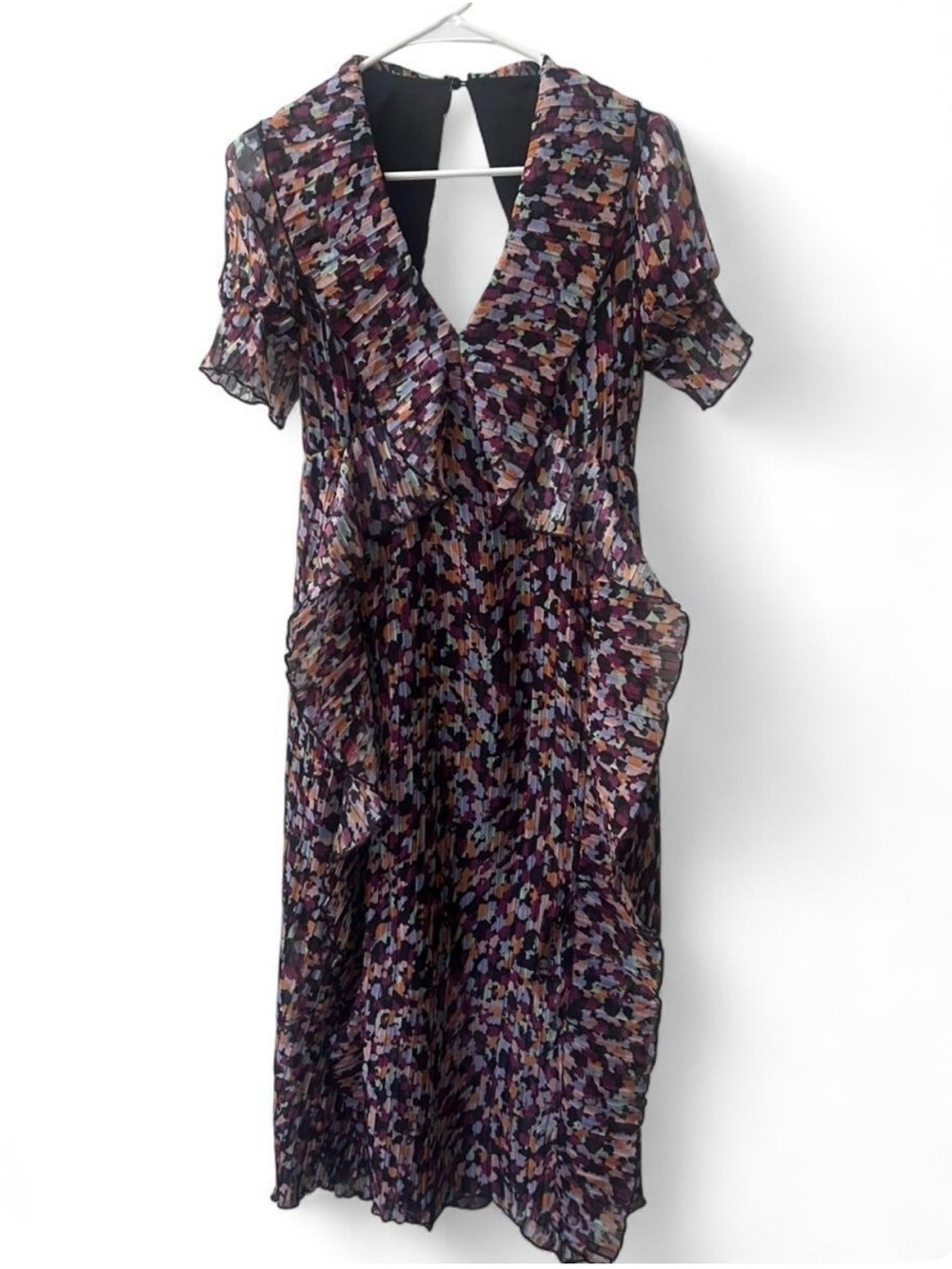 Women’s Printed Ruffle Midi Dress in Multi-Color